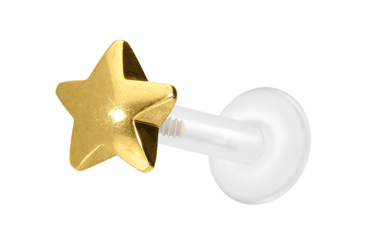 PTFE Labret Piercing mit Innengewinde + Titan-Aufsatz STERN